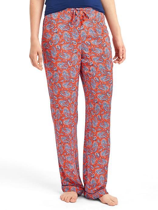 Gap Women Piping Sleep Pants - Paris Paisley Orange