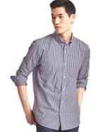 Gap Men True Wash Shadow Bengal Stripe Standard Fit Shirt - Pinot Noir
