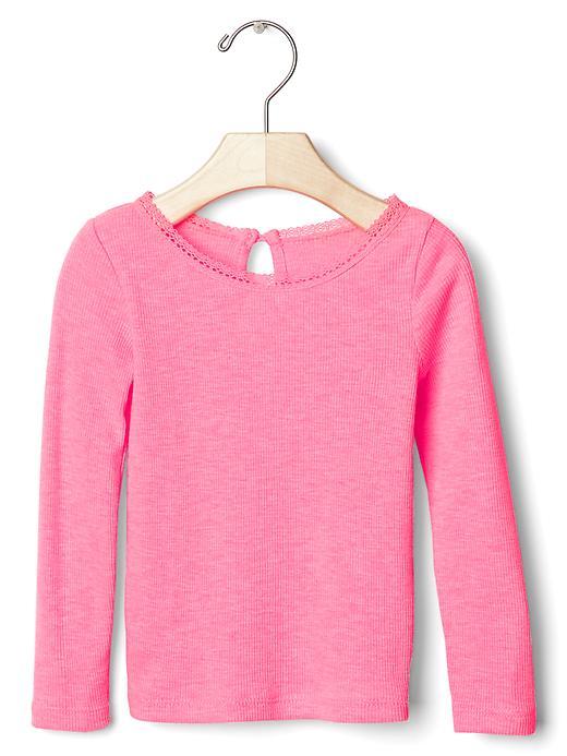 Gap Crochet Trim Ribbed Tee - Knockout Pink