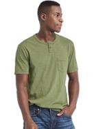 Gap Men Slub Jersey Pocket Henley - Desert Cactus