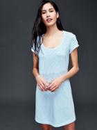 Gap Women Roll Sleeve T Shirt Dress - Pacific Mist