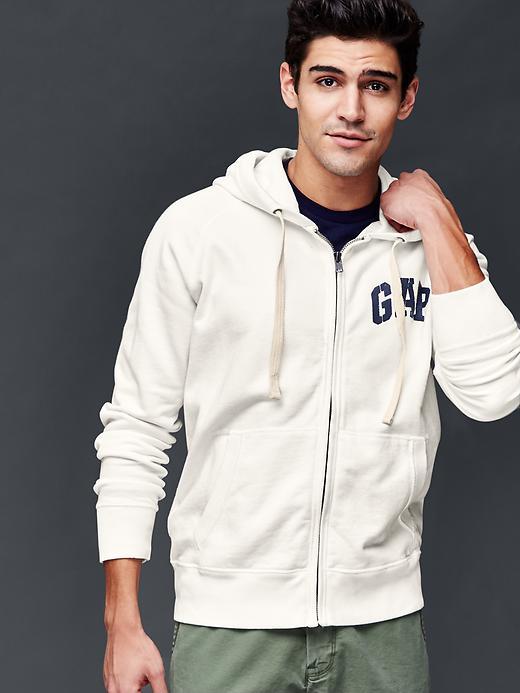 Gap Men Faded Logo Zip Hoodie - New Off White