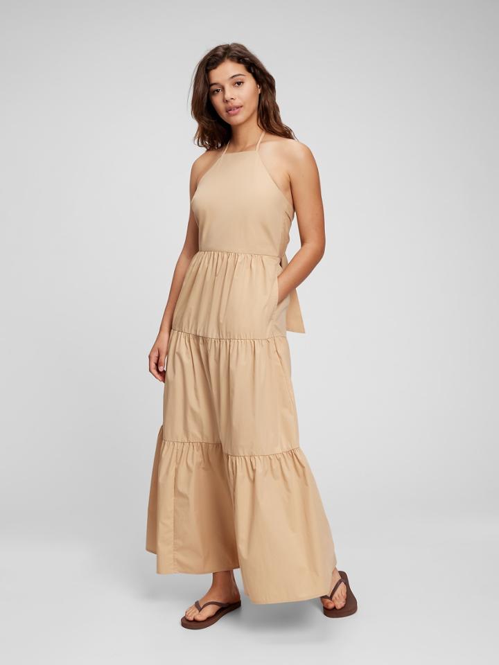 Tie-back Halter Maxi Dress