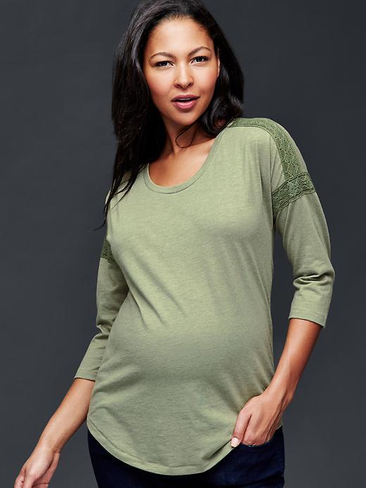 Gap Lace Trim Scoop Tee - Green