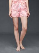 Gap Women Poplin Print Shorts - Classic Strp Pink