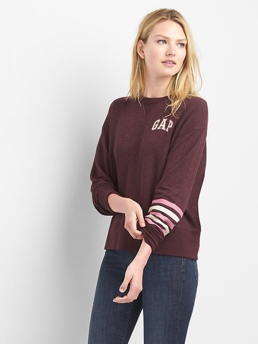 Gap Women Logo Stripe Pullover - Burgundy Heather