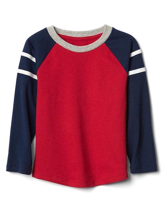 Gap Stripe Sleeve Baseball Tee - Modern Red
