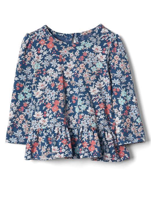 Gap Print Keyhole Peplum Top - Majestic Blue