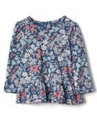 Gap Print Keyhole Peplum Top - Majestic Blue