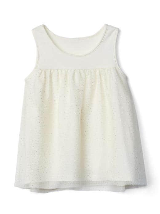 Gap Women Sparkle Tulle Tank - Ivory Frost