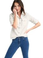 Gap Women Denim Western Shirt - Chalk