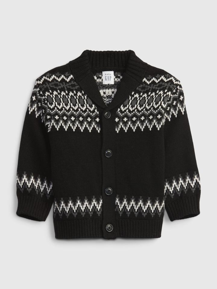 Baby Shawl Collar Print Cardigan