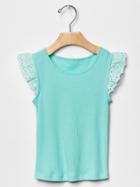 Gap Eyelet Lace Flutter Tee - Shore Blue