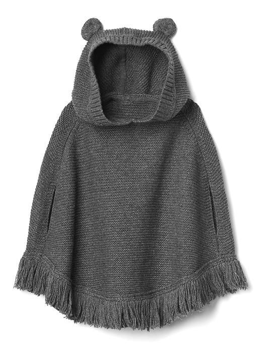 Gap Fringe Bear Garter Poncho - Heather Grey