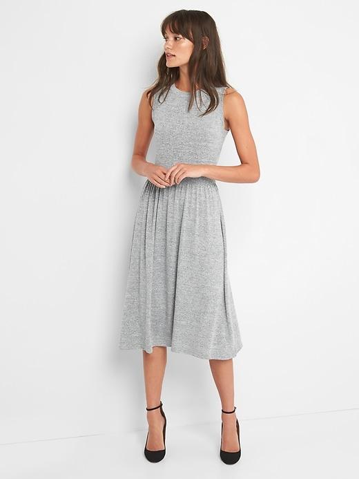 Gap Softspun Open Back Dress - Light Grey Marle