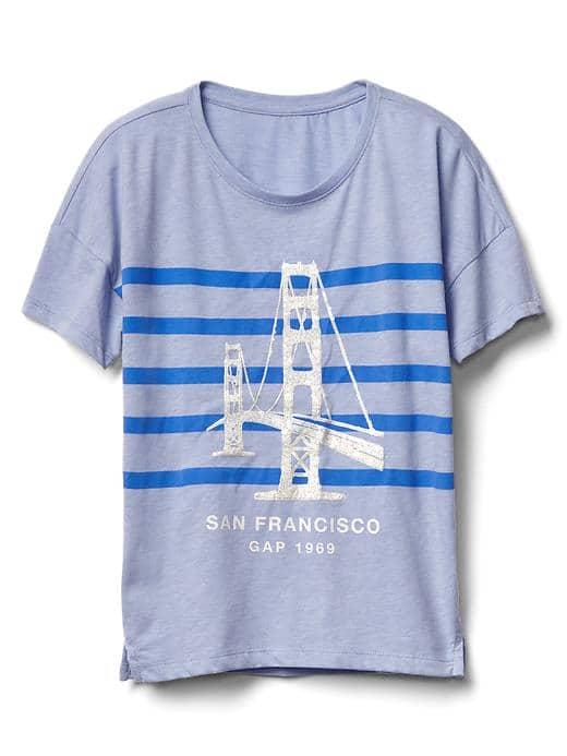 Gap Women Sequin City And Stripe Tee - San Francisco
