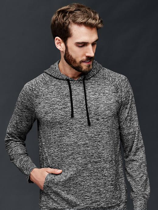 Gap Brushed Jersey Pullover Hoodie - Black Heather