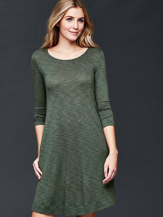 Gap Women Three Quarter Sleeve Dress - Black Grass