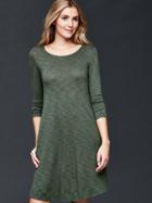 Gap Women Three Quarter Sleeve Dress - Black Grass