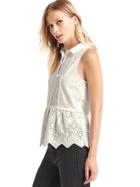 Gap Women Eyelet Peplum Tank - Optic White