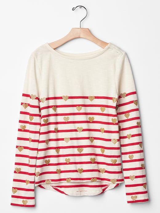 Gap Heart & Stripes Boatneck Tee - Off White