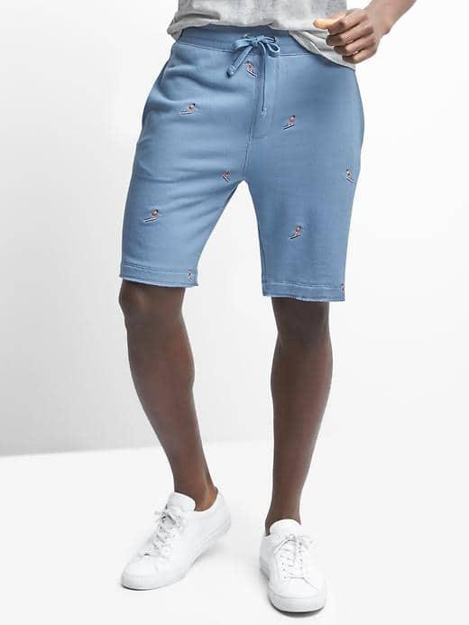 Gap Men French Terry Surfer Embroidery Shorts 9 - Blue