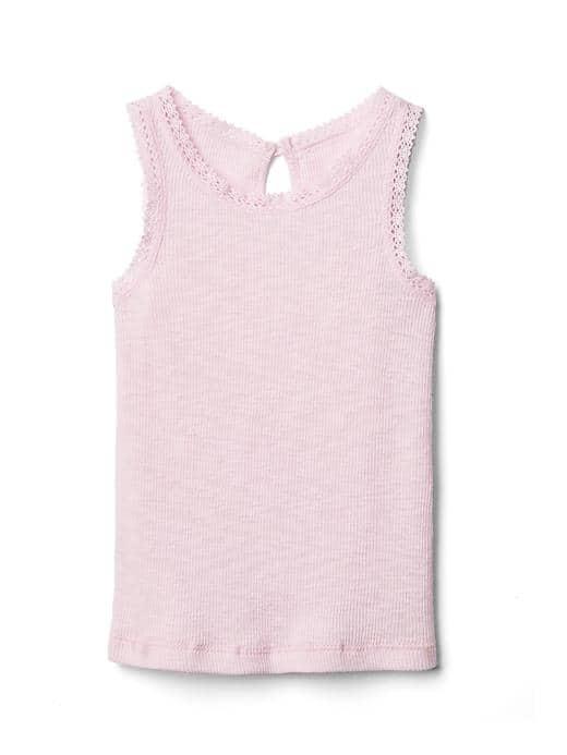 Gap Lace Trim Keyhole Tank - Light Peony