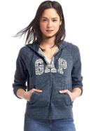 Gap Logo Front Zip Hoodie - Navy Space Dye