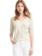 Gap Women Stripe Scoop Neck Pullover - Oatmeal Stripe