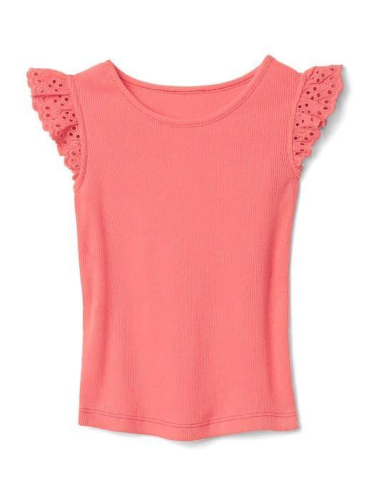 Gap Crochet Sleeve Tee - Fire Coral