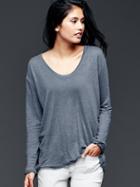 Gap Women Linen Scoop Neck Tee - Blue Grey