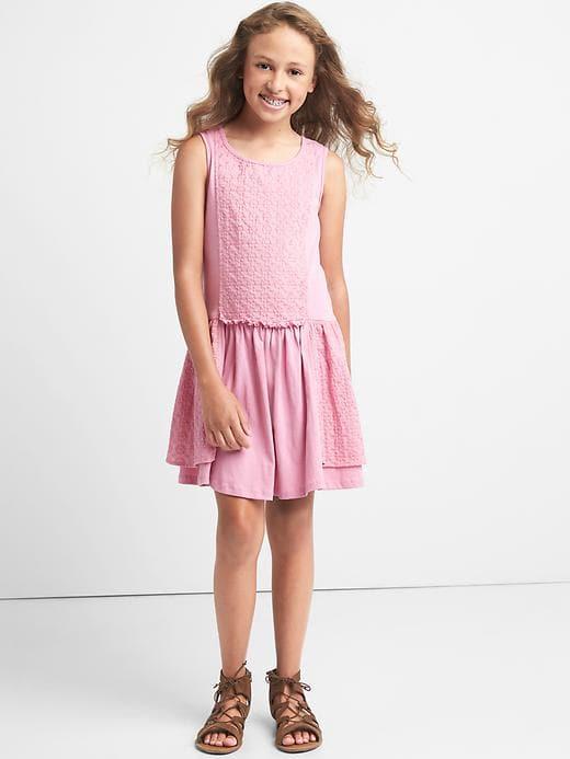 Gap Eyelet Tiered Tank Dress - Sunrise Pink
