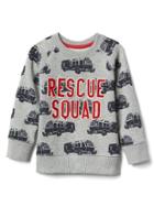 Gap Patch Printed Crew Sweatshirt - Light Heather Gray