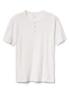 Gap Men Linen Cotton Short Sleeve Henley - New Off White