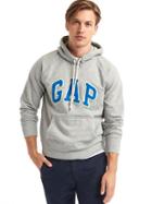 Gap Men Textured Logo Pullover Hoodie - New Heather Grey