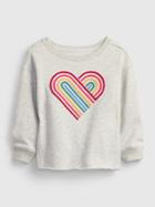 Toddler Raw Hem Crewneck Heart Graphic Sweatshirt