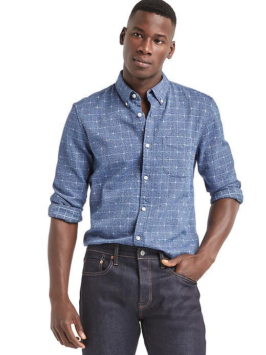 Gap Men Indigo Twill Dobby Slim Fit Shirt - Navy