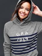 Gap Women Logo Stripe Pullover Hoodie - Charcoal