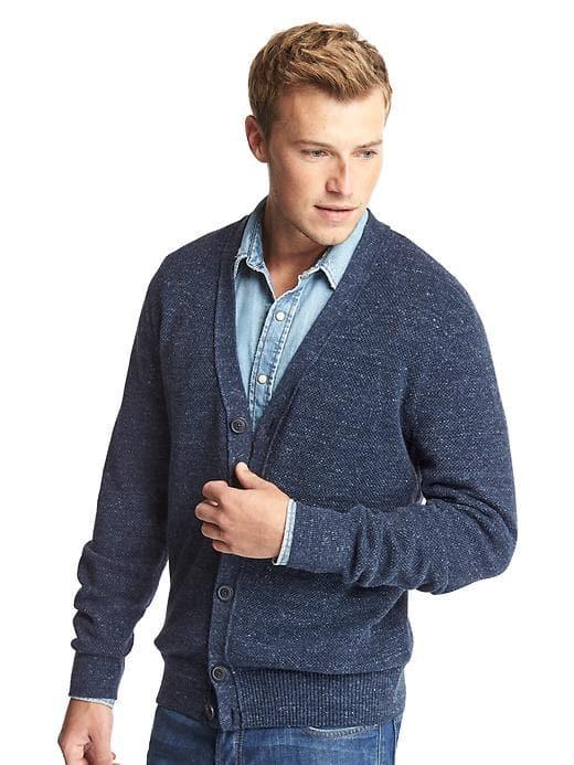 Gap Men Budding V Neck Cardigan - Navy Heather