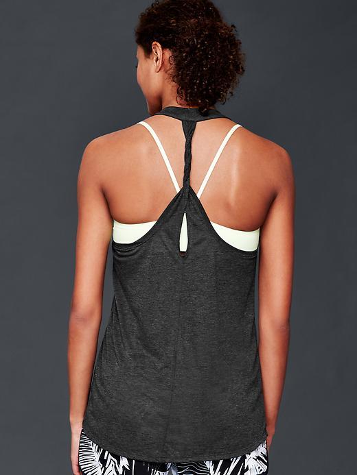 Gap Women Gapfit Breathe Air Twist Back Tank - Charcoal Gray