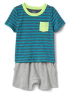 Gap Stripe Double Layer Shorty One Piece - Gray