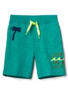 Gap Beachside Pull On Slub Shorts - Green Mirage