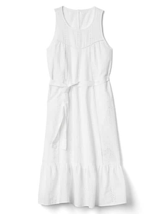 Gap Women Eyelet Sleeveless Tier Dress - White