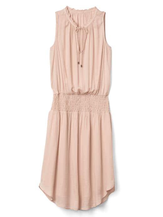 Gap Women Smocked Sleeveless Keyhole Dress - Wispy Pink