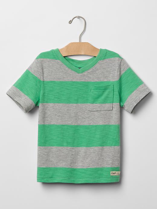 Gap Bold Stripe Pocket Tee - Neon Lime Green