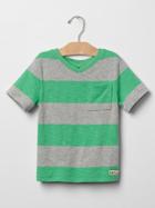 Gap Bold Stripe Pocket Tee - Neon Lime Green