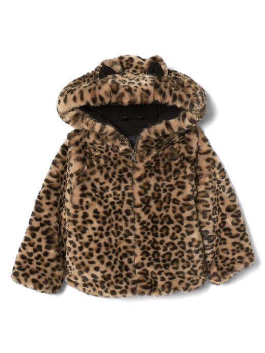 Gap Cheetah Faux Fur Jacket - Brown Leopard Cat