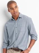 Gap Men Herringbone Button Down Standard Fit Shirt - Comet Blue