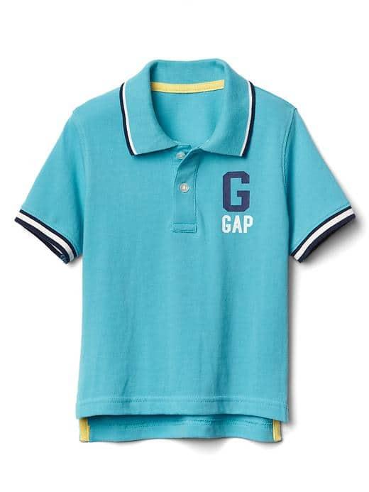 Gap Sporty Logo Pique Polo - Atlantis Blue