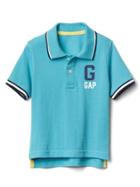 Gap Sporty Logo Pique Polo - Atlantis Blue